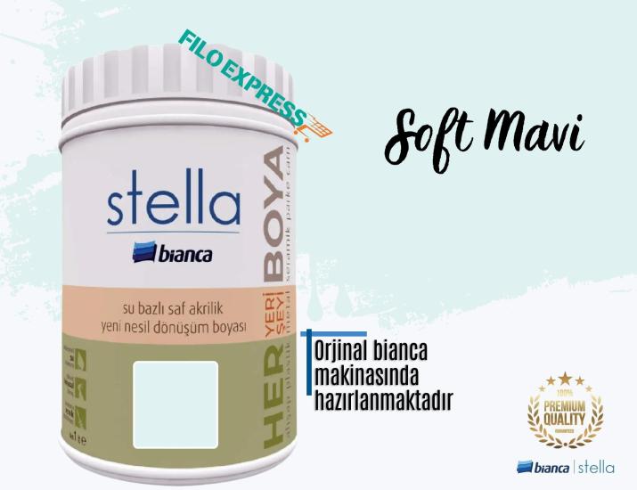 Bi̇anca Stella Su Bazlı Saf Akri̇li̇k Boya 1 Li̇tre Soft Mavi