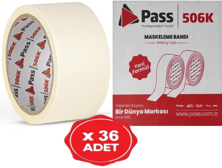 Pass Maskeleme Bandı Kağıt Bant 48 Mm X 20 YRD ( 36 Adet ) 