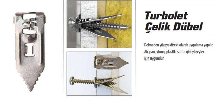 Turbolet Alçıpan Çeli̇k Dübel 40 mm Uzun ( 100 Adet ) 