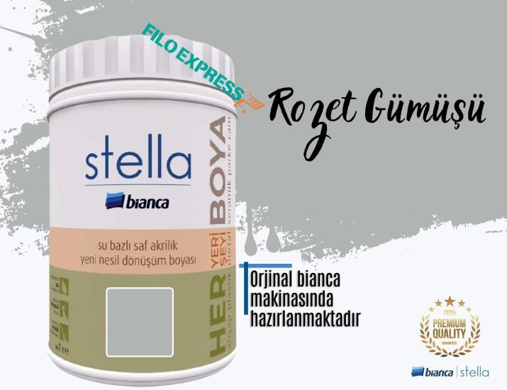 BİANCA STELLA SU BAZLI SAF AKRİLİK BOYA 1 LİTRE ROZET GÜMÜŞÜ