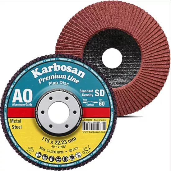 Karbosan Alüminyum Oksit Flap Di̇sk Zımpara (Metal ve Çelik) 180 mm (40 - 60 - 80 Kum)