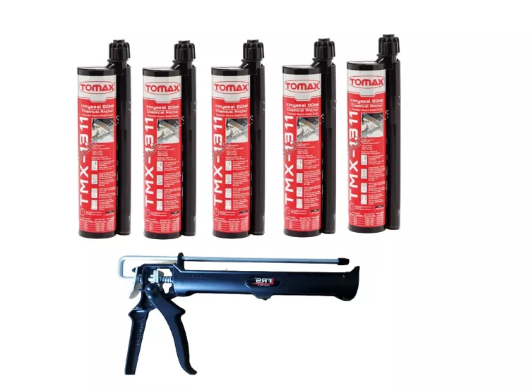 Tomax TMX-1311 Epoksi Kimyasal Dübel 345 Ml (5 Adet) + Sert Plastik Tabancası