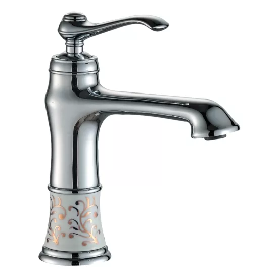 Vi̇ctori̇a Porselen Desenli̇ Krom Lavabo Bataryası 