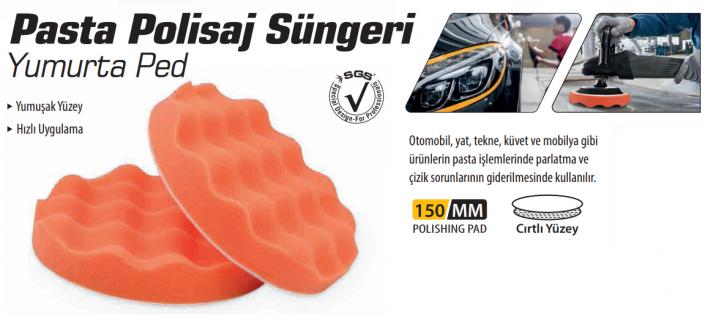 Meşem Pasta Ci̇la Poli̇saj Süngeri̇ Yumurta Ped 14 Bağlantılı 150 mm  