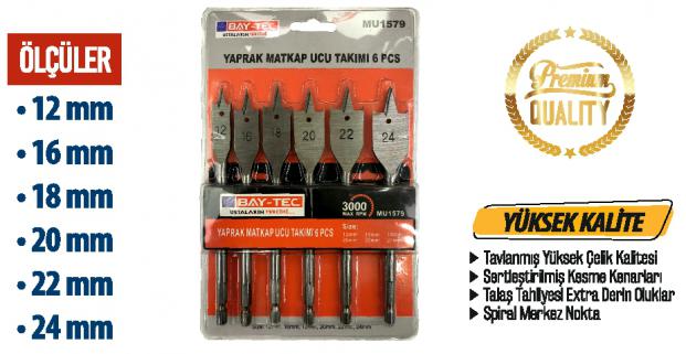 Bay-Tec Yaprak Matkap Ucu Takımı 6 Parça Ağaç Kelebek Uç  