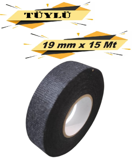 TÜYLÜ BEZ BANT ELEKTRİK İZOLASYON KABLO SARMA BANDI 19 MM x 15 METRE (1 ADET)