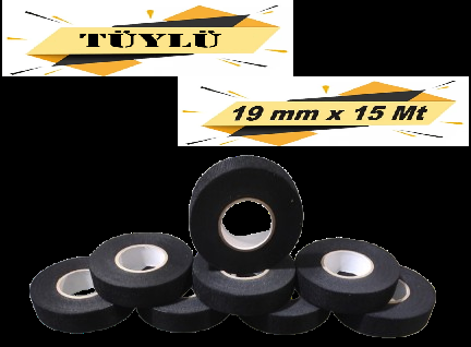TÜYLÜ BEZ BANT ELEKTRİK İZOLASYON KABLO SARMA BANDI 19 MM x 15 METRE (8 ADET)