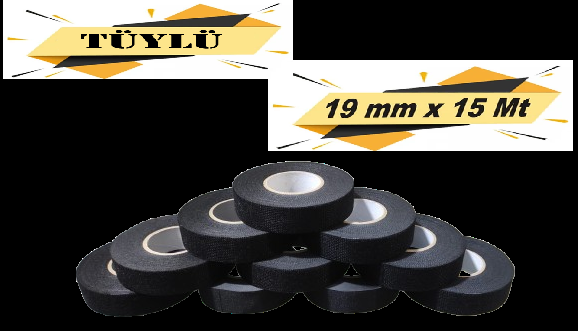 TÜYLÜ BEZ BANT ELEKTRİK İZOLASYON KABLO SARMA BANDI 19 MM x 15 METRE (10 ADET)
