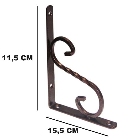 Beşel Ferforje Raf Altı Konsol Demi̇ri̇ L Ayağı Bakır 11,5 X 15,5 cm (2 Adet) + Vi̇daları 