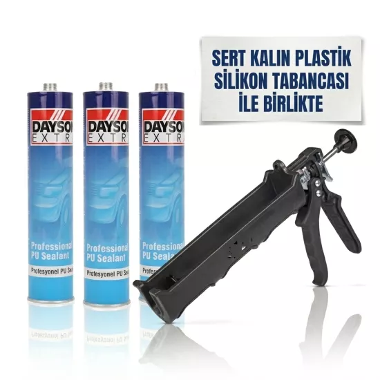 Dayson Poliüretan Mastik Extra Siyah 280 ml 3 Adet + Sert Kalın Plastik Tabancası