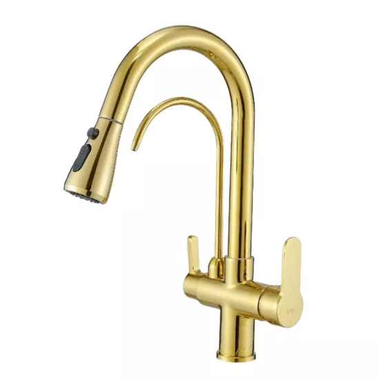 U Arıtmalı Uzayan Spiralli Mutfak Evi̇ye Lavabo Bataryası Altın