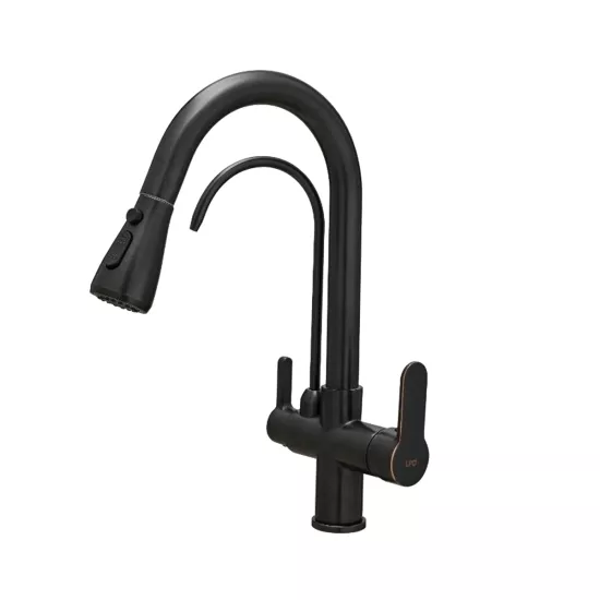 U Arıtmalı Uzayan Spiralli Mutfak Evi̇ye Lavabo Bataryası Siyah