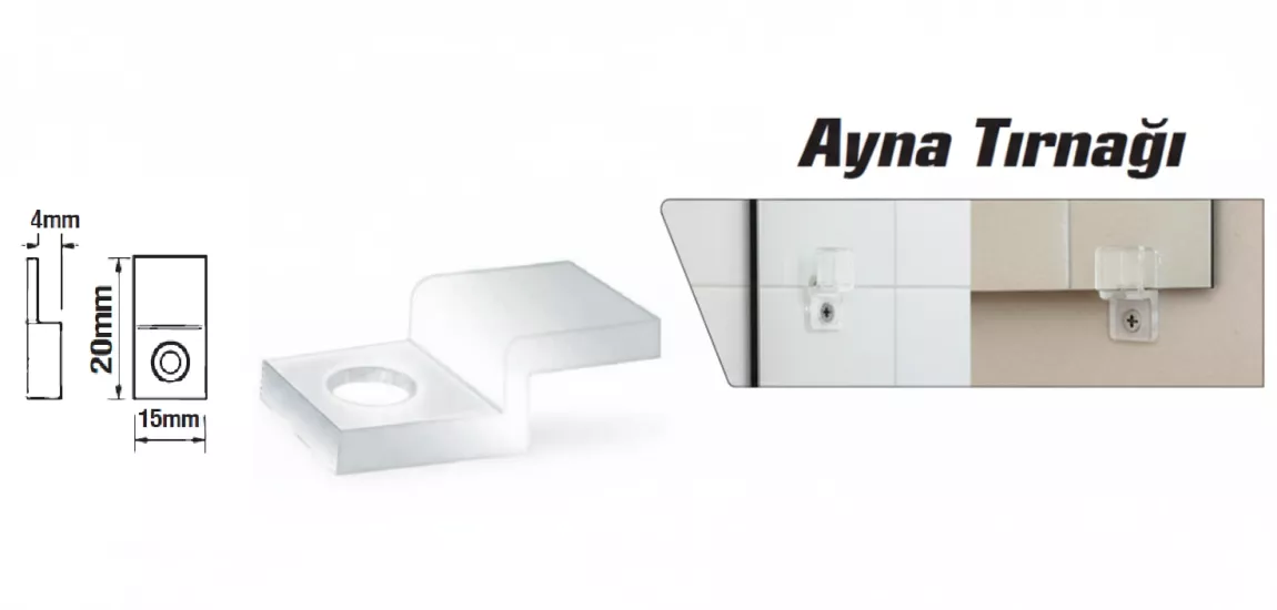 Ayna Tırnağı 4 X 20 X 15 mm ( 500 Adet ) 