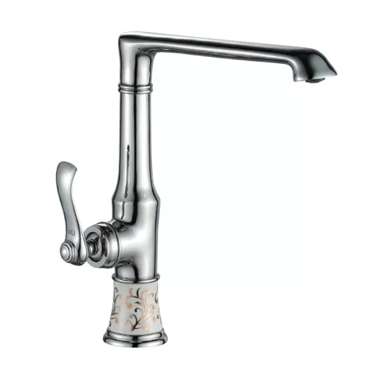 Vi̇ctori̇a Porselen Desenli̇ Krom Mutfak Evi̇ye Lavabo Bataryası 