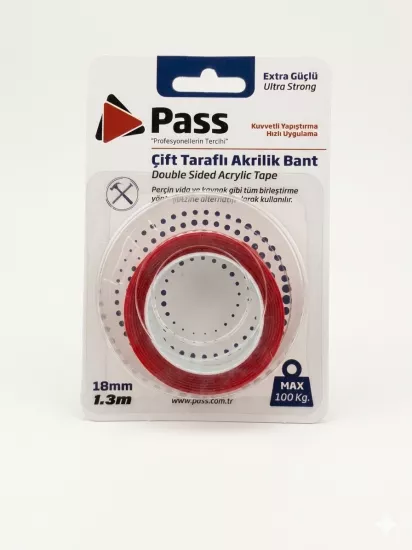 Pass Vhp Çi̇ft Taraflı Akri̇li̇k Bant Si̇li̇konlu 18 mm X 1.3 Metre