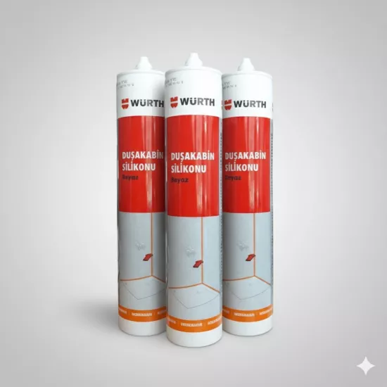 Würth Duşakabin Silikonu Beyaz Su Geçirmez ve Sızdırmaz 310ml (3 Adet)
