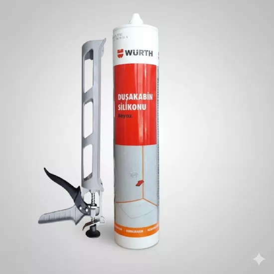 Würth Duşakabin Silikonu Şeffaf Su Geçirmez ve Sızdırmaz 310ml + Silikon Tabancası