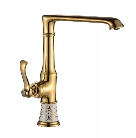 Vi̇ctori̇a Porselen Desenli̇ Altın Mutfak Evi̇ye Lavabo Bataryası 
