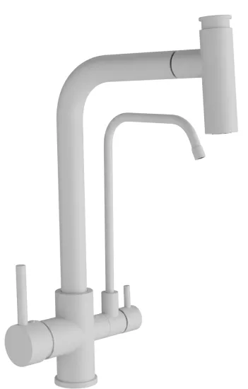 T Arıtmalı Uzayan Spiralli Mutfak Evi̇ye Lavabo Bataryası Beyaz
