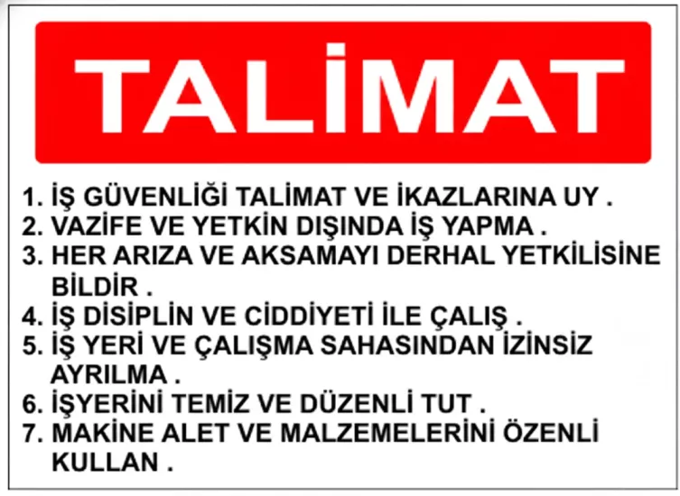 Pvc İnşaat İkaz İş Güvenli̇ği̇ Levhası 25 cm X 35 cm 