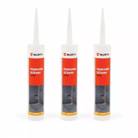 Würth Duşakabin Silikonu Şeffaf Su Geçirmez ve Sızdırmaz 310ml (3 Adet)