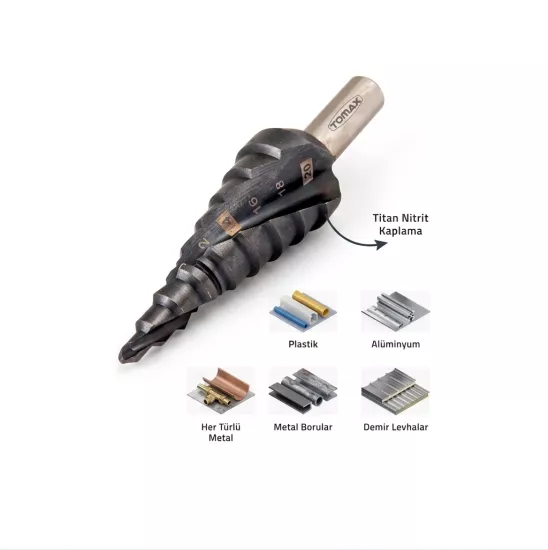 Tomax Expert Kademeli Matkap Ucu 4 - 20 Mm (Titan Nitril Kaplama)