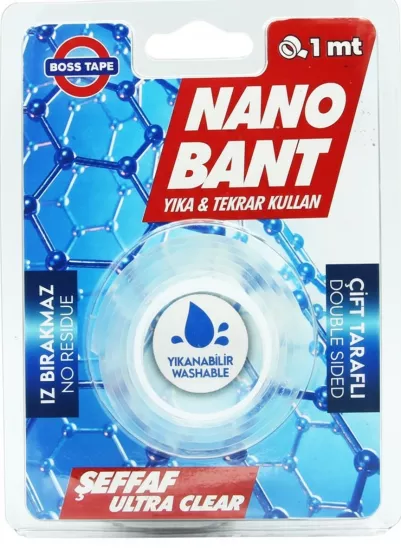 Bosstape Nano Bant Yıkanıp Tekrar Kullanılabi̇li̇r 19 mm X 1 Metre   