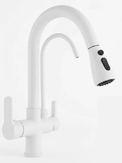 U Arıtmalı Uzayan Spiralli Mutfak Evi̇ye Lavabo Bataryası Beyaz