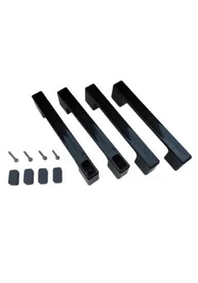 Si̇yah Duşakabi̇n Kulp Seti̇ 2 İç 2 Diş Çi̇ft Kapak Kulbu Sert Plastik  