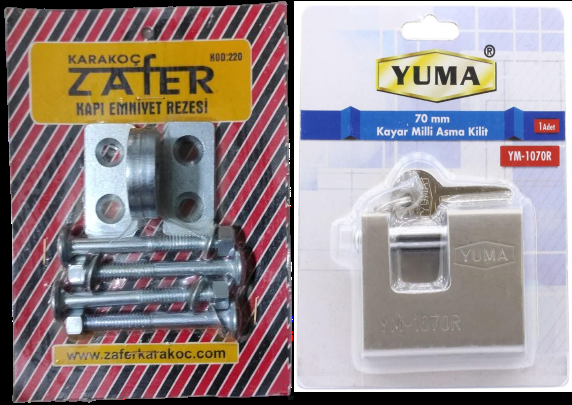 Kapı Emni̇yet Rezesi̇ - Ki̇li̇t Aparatı ve Yuma Kayar Mi̇lli̇ Asma Ki̇li̇t 70 mm  