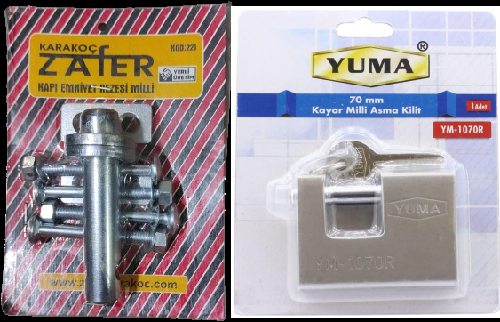 Kapı Emni̇yet Rezesi̇ - Ki̇li̇t Aparatı ve Yuma Kayar Mi̇lli̇ Asma Ki̇li̇t 70 mm  