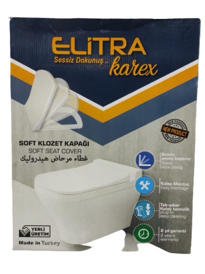 Eli̇tra Amorti̇sörlü Yavaş Kapanır Klozet Kapağı Karex Kare Model 