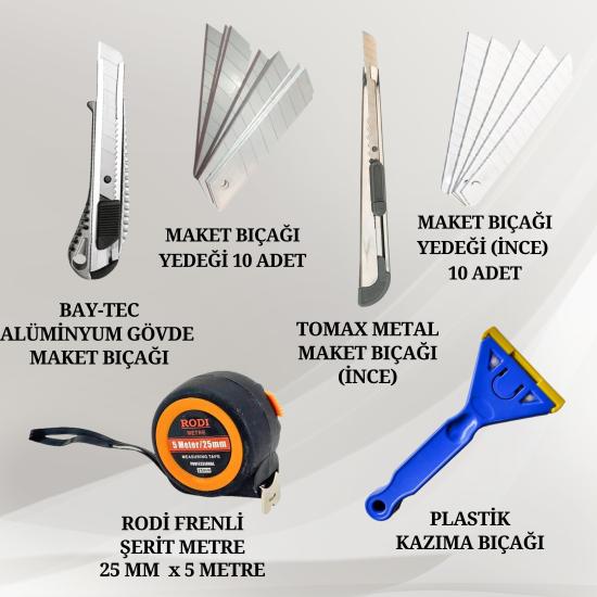 Maket - Kazıma Bıçağı ve Şeri̇t Metre Ölçü Seti̇ 6 Parça 
