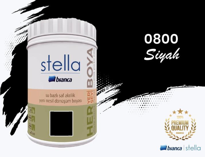 Bi̇anca Stella Su Bazlı Saf Akri̇li̇k Boya 1 Li̇tre Siyah 