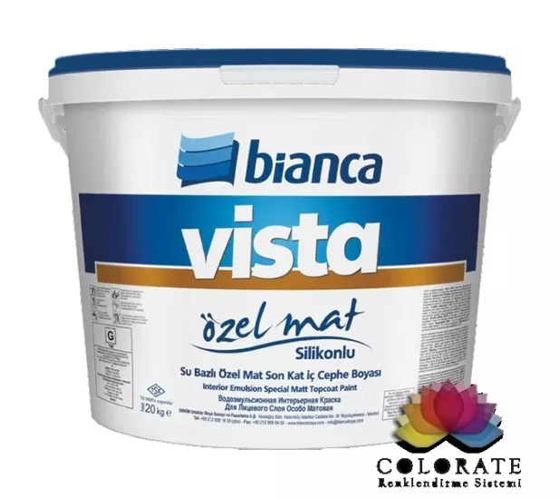 BİANCA VİSTA SİLİKONLU ÖZEL MAT İÇ CEPHE BOYASI 3,5 KG (TÜM RENKLER)