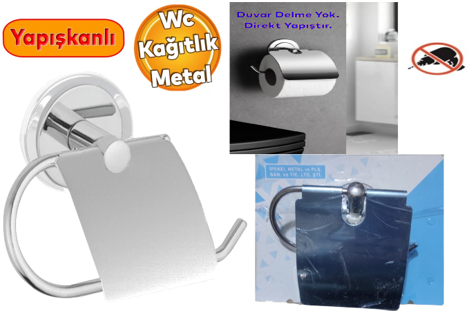 Tuvalet Wc Kağıtlığı Banyo Wc Askılığı Yapışkanlı - Krom Renk