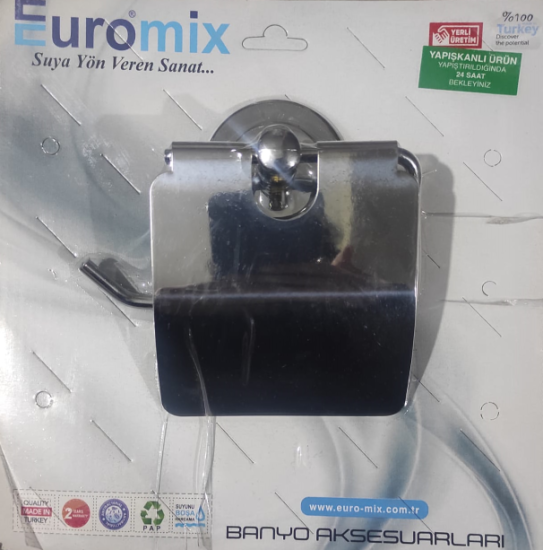 Euromi̇x Tuvalet Kağıtlığı Banyo Wc Askılığı Yapışkanlı - Krom Renk