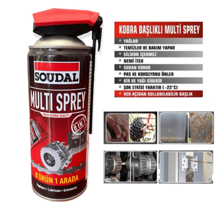 Soudal Multi̇ Sprey Çok Amaçlı Pas Sökücü Yağlayıcı 400 ML (Yeni̇ Tari̇hli̇) 8 in 1  
