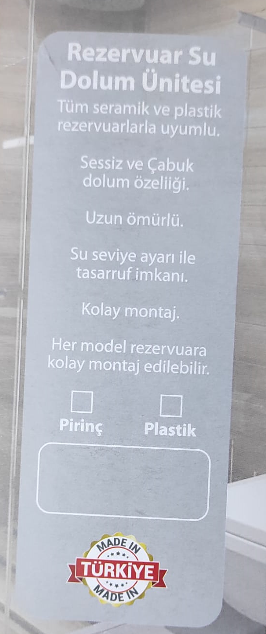 Ark Rezervuar Flatörü Yandan İç Takım Su Doldurma